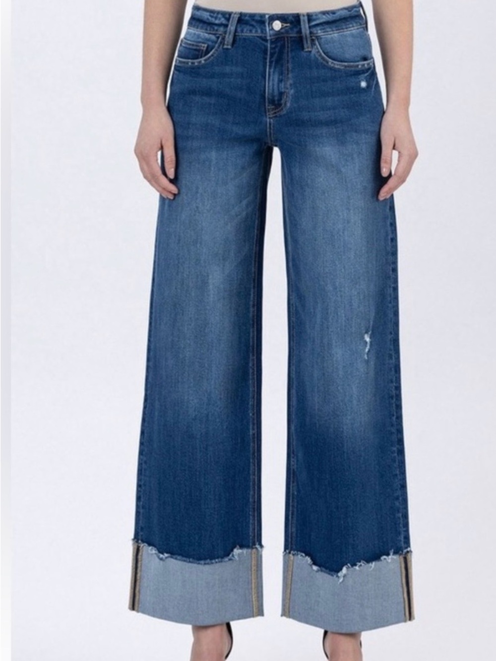 NWOT Lovervet by VERVET Women's Ankle Wide Leg cuffed Jeans Sz 27